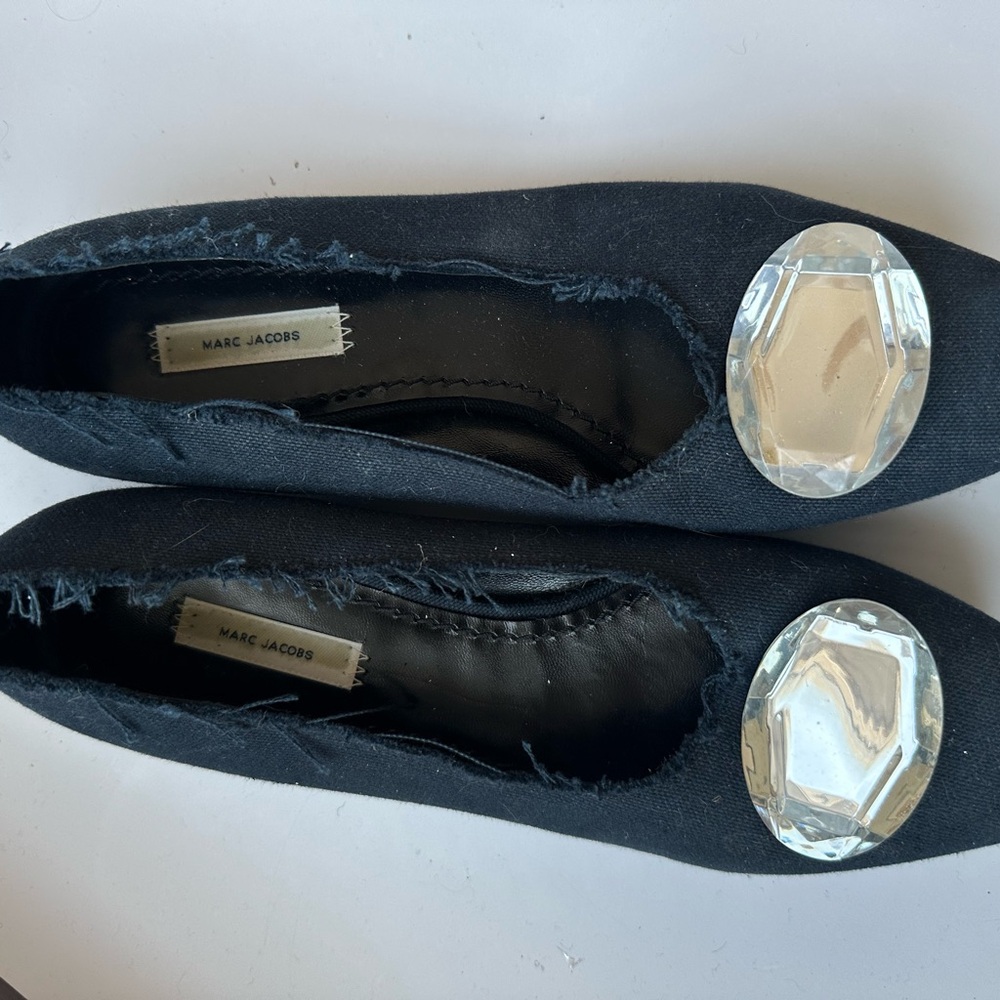 Marc Jacobs Black Flats with Crystal Embellishment